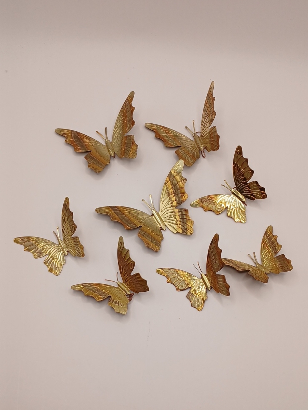 Gold Butterfly Wall Decor Set - Metallic Accent Butterflies Set of 8